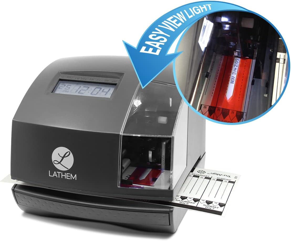 Lathem Atomic Time™ Clock With Tru-Align™, 1600E, Unlimited Employees, 5.7"H x 6.3"W x 7.2"D, Gray : Office Products