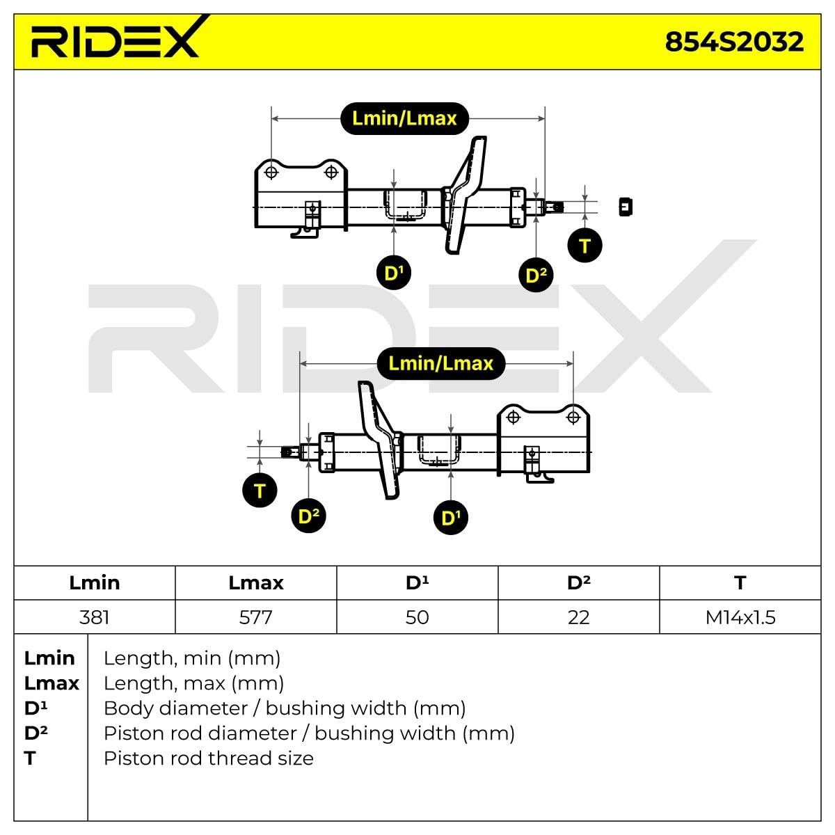 RIDEX 854S2032 2x Amortiguador Delantero Compatible con SUZUKI Grand Vitara II SUV JT, TE, TD
