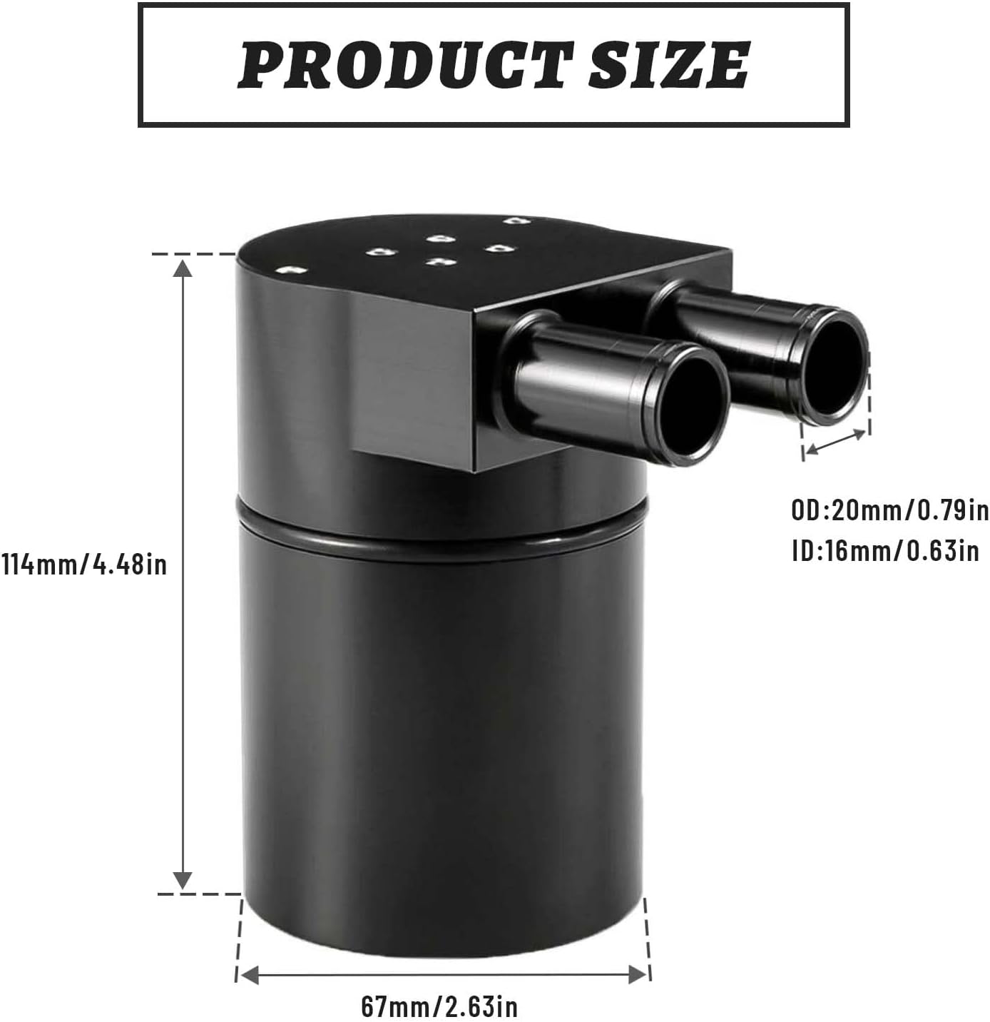 Aluminum Alloy Oil Catch Can Reservior 300ml Automotive Replacement Catch Can Breather Tank Kit Compatible with BMW N54 335i 135i E90 E92 E82 2006 2007 2008 2009 2010,Black