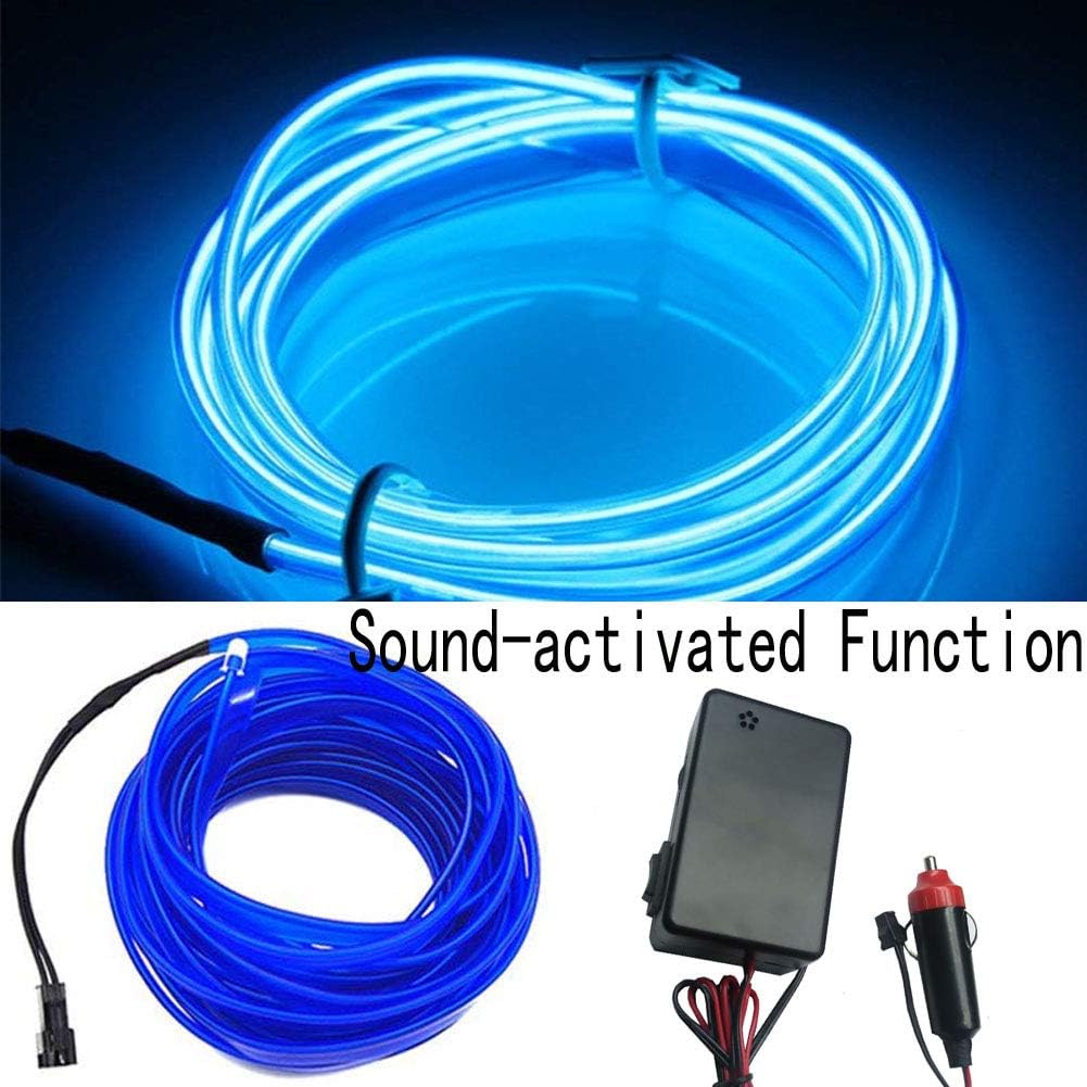 HomDSim Sound-activated Function Auto Car Neon LED Panel Gap String Strip Light, Glowing Wire/El Wire Lamp,Automotive Interior Car Decor Decorative,Cigarette Lighter Plug : Automotive