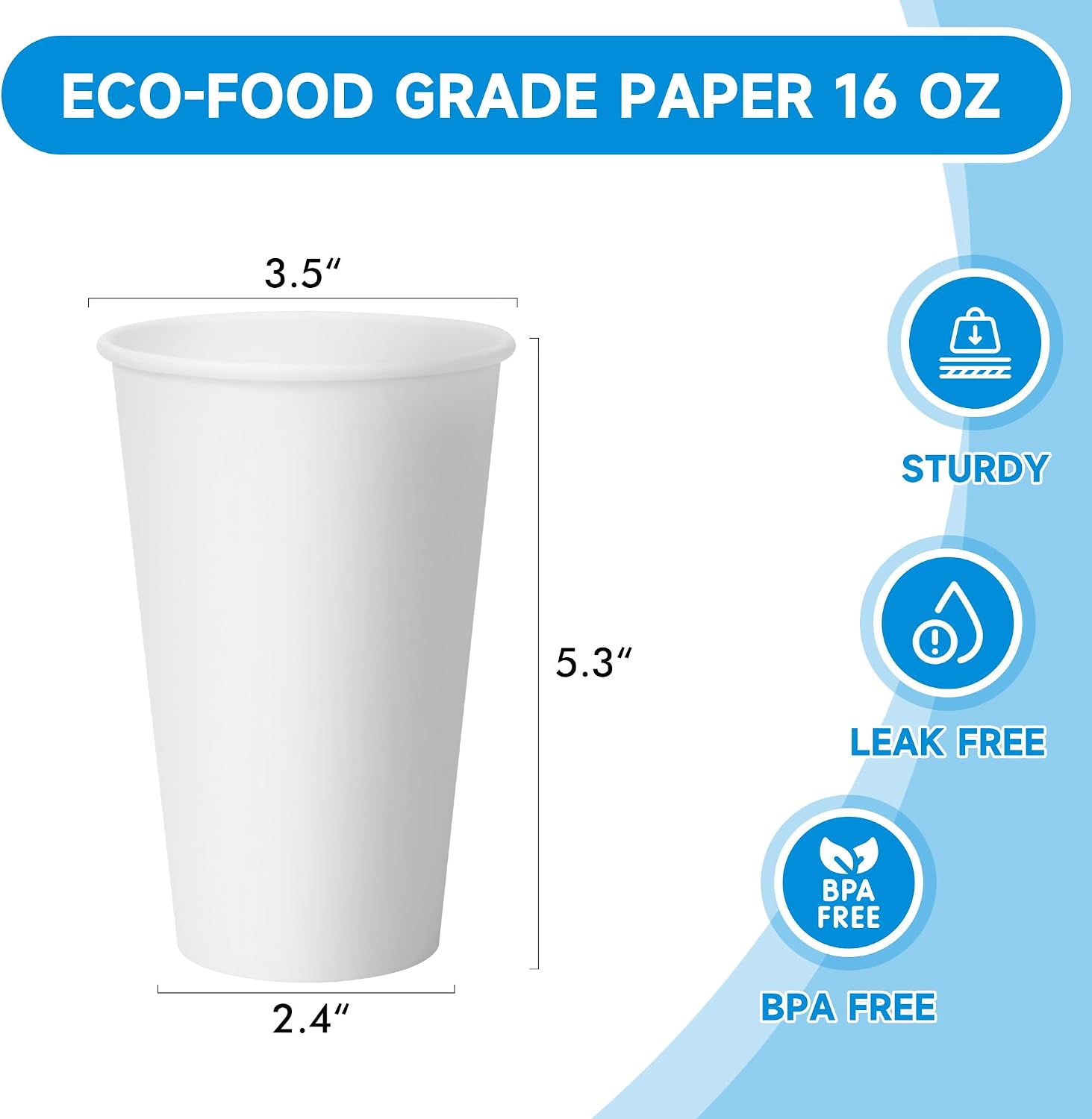 RACETOP Disposable Paper Coffee Cups 16 oz 500 Pack image 2
