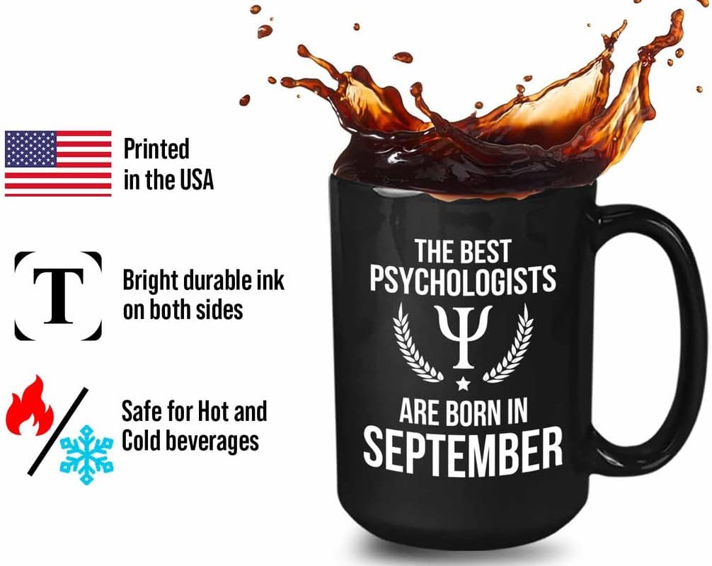 Bubble Hugs Psychologist Coffee Mug 15oz Black - Psychologists Born In September - Psychology Student School Graduation Psychiatrist Therapist Sociologist Counseling Educational Forensic Personality