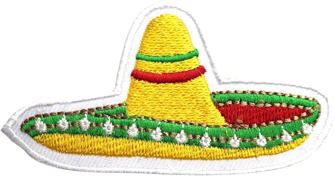 Sombrero Hat Patch, Mexican Hat Patch, travel mexico patch, groovy patch Embroidered Iron on Sew on Patch Badge for Clothes etc. 8x4cm