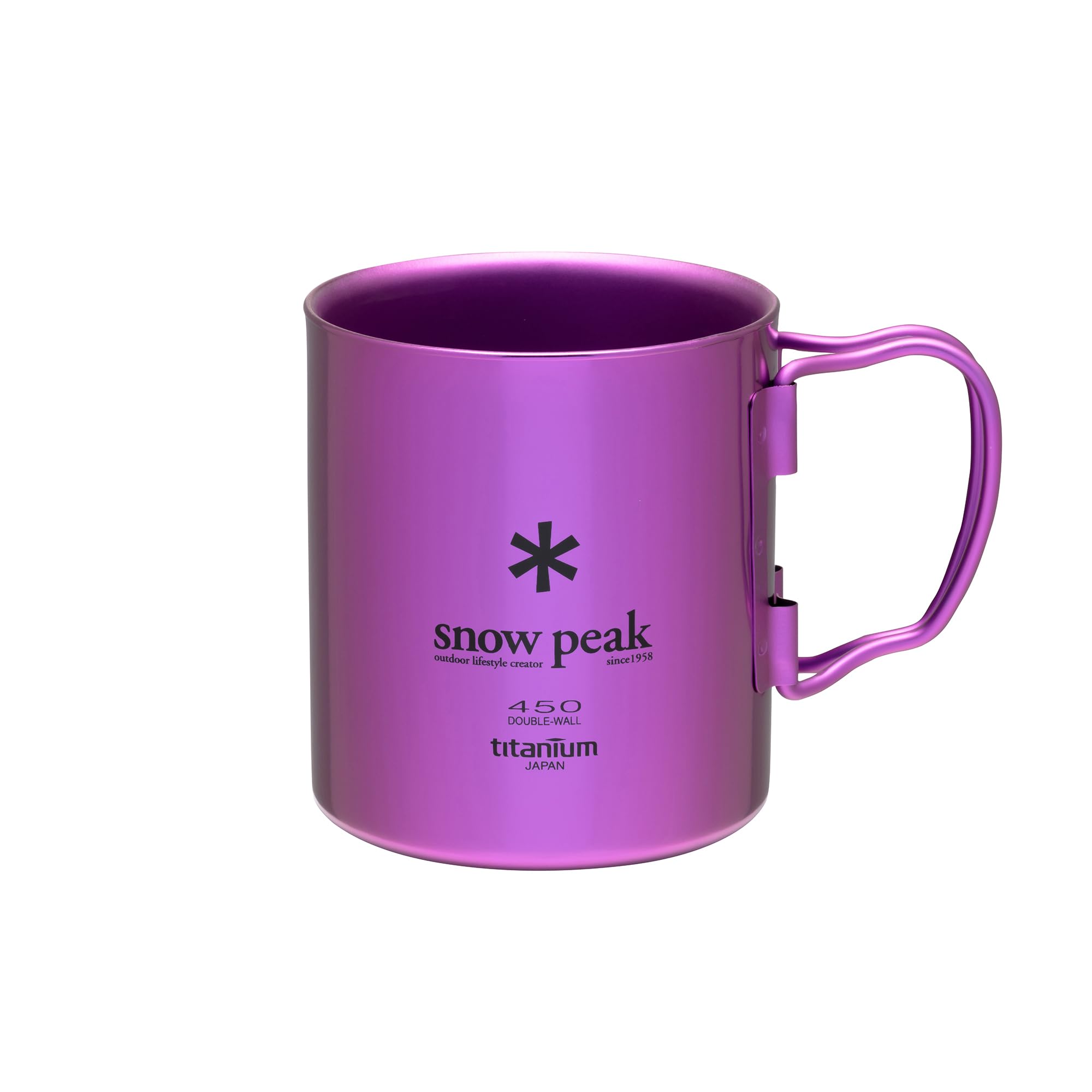 Snow Peak Purple Titanium Double Walled Mug 450Ml, Ultralight Japanese Titanium Mug For Camping & Outdoors