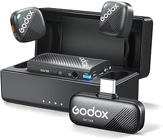 Godox Cube-C Comb Kit2 Wireless Lapel Microphone for Camera/iPhone/Android/PC, 300M Range, 48KHz 24Bit, Noise Cancelling, …