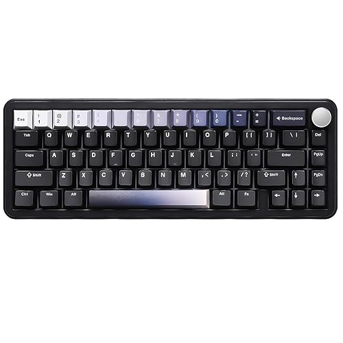 YUNZII B68 Wireless Mechanical Keyboard,Tri-Mode BT5.0/2.4GHz/USB-C,Cute PBT Keycaps,Hot Swappable Creamy Typing Gasket Mounted,RGB Backlit NKRO for Win/Mac (Black, Milk V2 Switch) - Milk V2 Switch - Black