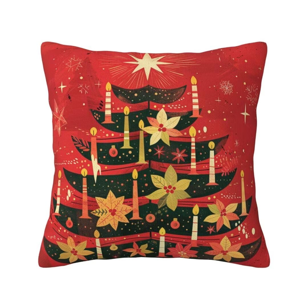 Kissenbezug 55 x 55 cm Weihnachtsbaum Kissen,Sofakissen Superweicher Kopfkissenbezug Dekorative Kissenbezüge (2er Set) Kissenhülle mit ReißVerschluss Deko Kissen für Couch Wohnzimmer Schlafzimmer J209