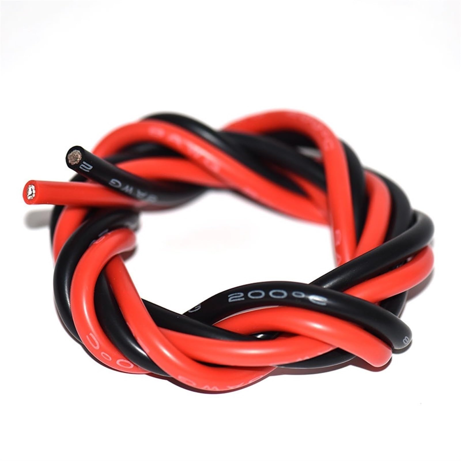 Cables Flexibles de Silicona, Cable de Silicona súper Suave, 600V, Negro, Rojo, 2-16 AWG, Cable de Cobre estañado Resistente al Calor(Each 3meter 4 AWG-25mm2)