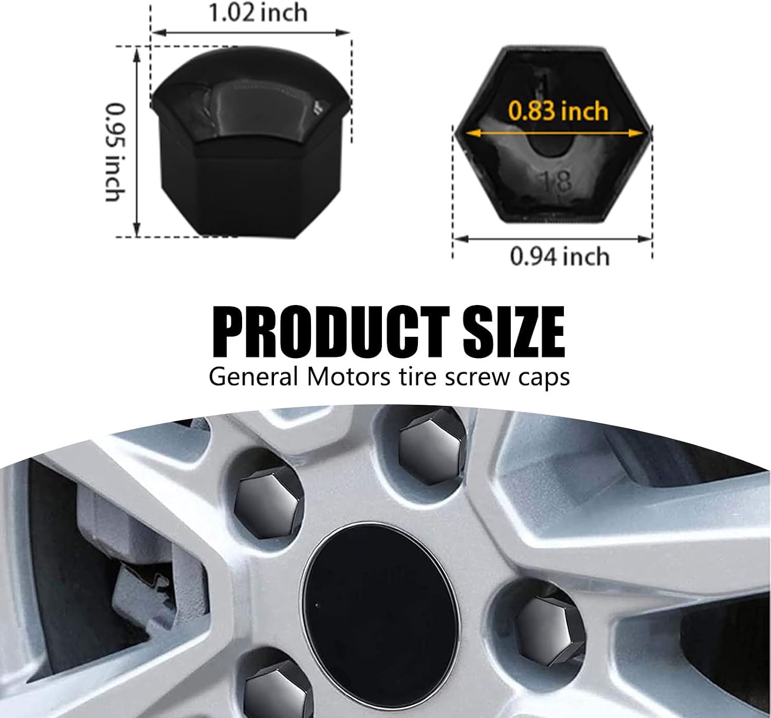 Black Lug Nut Covers, 21MM Hexagonal Nut Covers with Removal Tool, Wheel Bolt Dust Caps, Car Wheel Nut Caps for Most Cars