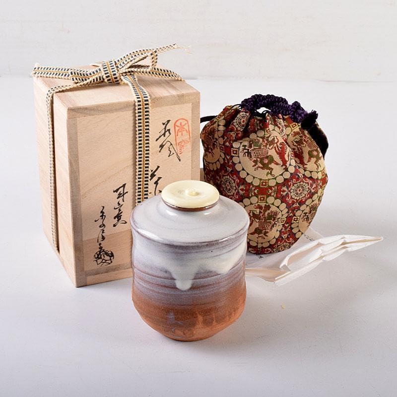 茶道具 萩焼 城山窯 金子信彦作 茶入 仕覆付 共箱 V 8134 【公式通販】