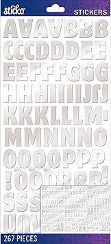 Sticko Sticker Alpha-Motter-Mediuim-Silver-Foil 267 Pieces 52-90058