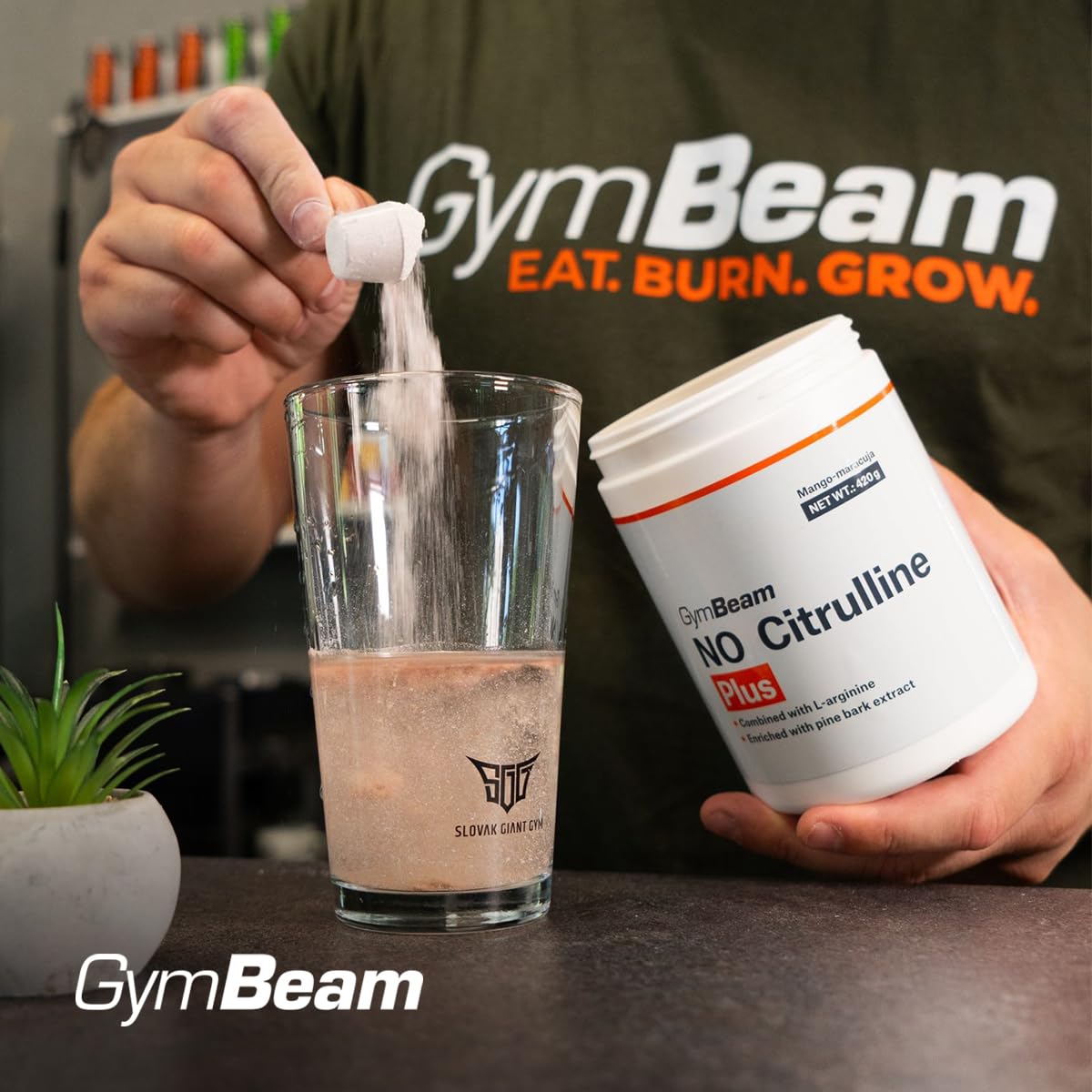 GymBeam NO Citrullina Plus, Integratore Pre-workout Funzionale, Polvere Dissolvibile con Citrullina Malato e Arginina (420 g, Green Apple)