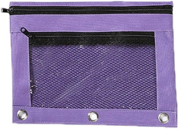 ペンシルポーチ、ダブルポケット付きペンケース、メッシュウィンドウ