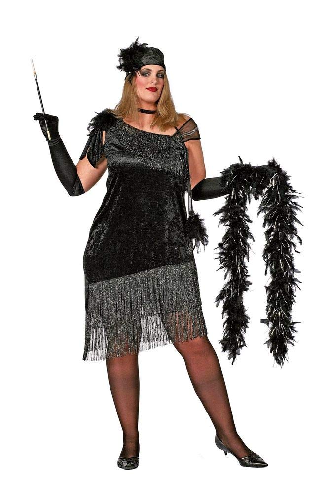Charleston Costume à franges pour femme Noir Taille 46