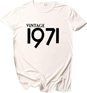 Blouses & Tunics For Women T Shirt Women Company Party Vintage Women Birthday for 1971 Cute Shirt Letter Gift T-Shirt 50th Original T-Shirt T Women Blouse Bequemer Laden, White, S