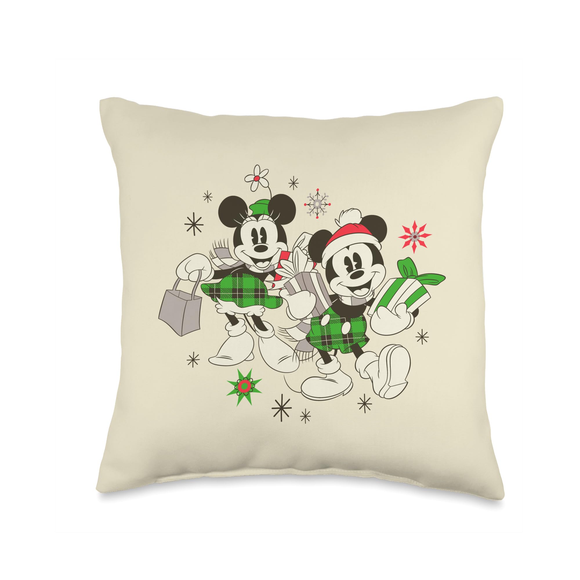 Disney Vintage Mickey and Minnie Mouse Holiday Fun Throw Pillow