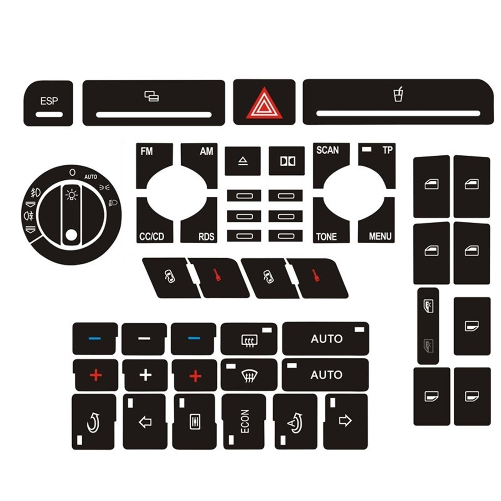 Wsbojxth Type B Repair Patch Compatible With A4 B6 B7 1Pcs Set Button Repair Decal Sticker Door Lock Window Air Conditioner Repair Set Button Repair Decal Sticke(Type B)