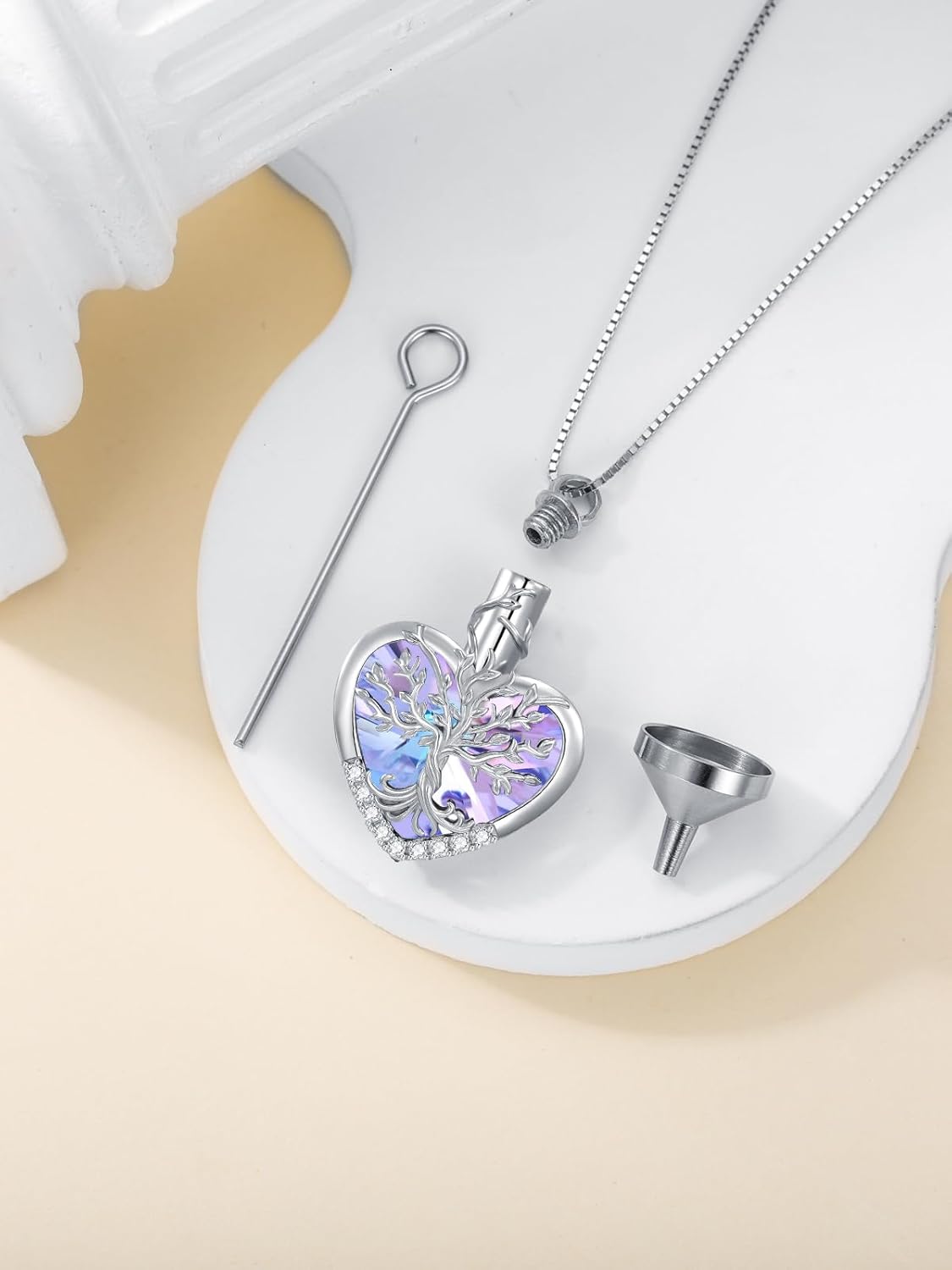 WINNICACA Urn Necklaces for Ashes 925 Sterling Silver Tree of Life Heart Cremation Jewelry for Ashes Jewelry Gifts for Human Ashes Keepsake Memorial Jewelry for Women Men - Image 5