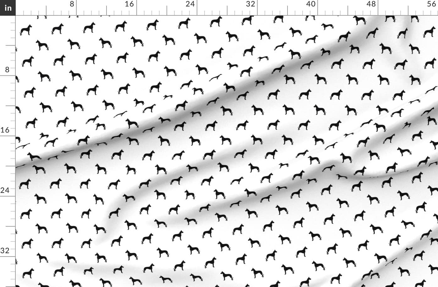 Spoonflower Fabric - Great Dane Silhouette Dog White Breed Pet Friendly Pets Printed on Organic Cotton Sateen Fabric by The Yard - Sewing Quilting Apparel Home Decor
