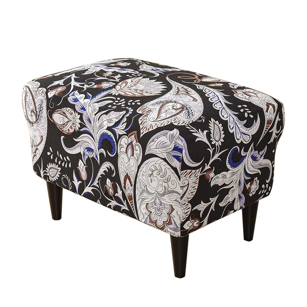 Meigeh Dream Wingback Chair Slipcovers Armchair Covers Printed Wingback Armchair Cover Ottoman Covers Stretch Rectangle Foot Stool Cover Pouffe Cover