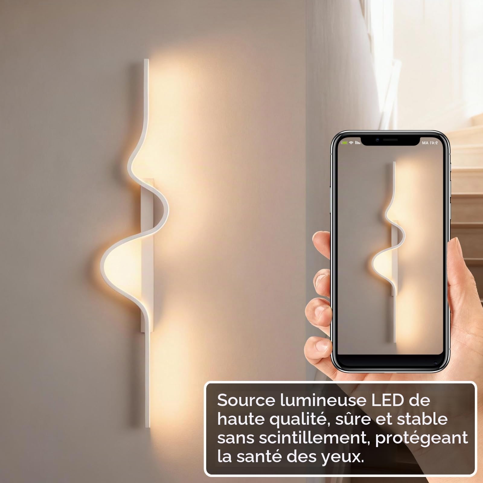 Applique Murale LED Dimmable avec Télécommande 60cm