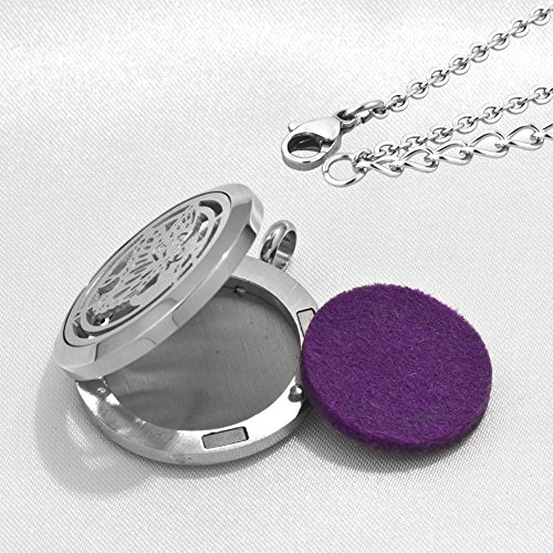 Third Time Charm Aromatherapy Essential Oil Diffuser Butterfly Necklace Stainless Steel Locket Pendant,12 Refill Pads #TOP2