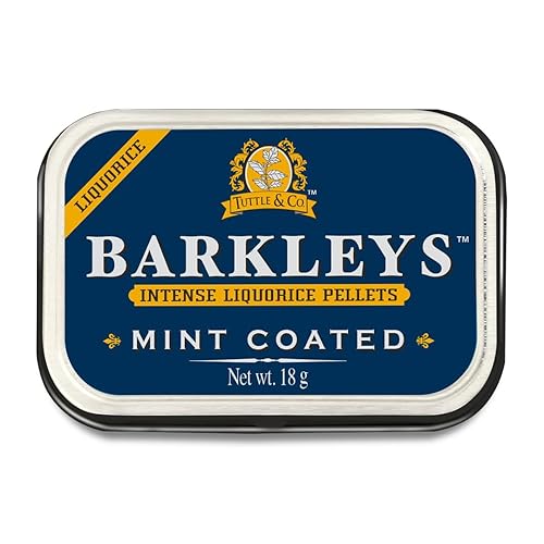 Barkleys Caramelo de regaliz negro, recubierto de menta, bolitas de regaliz cubiertas con menta refrescante, regaliz sin gluten, sin gelatina,