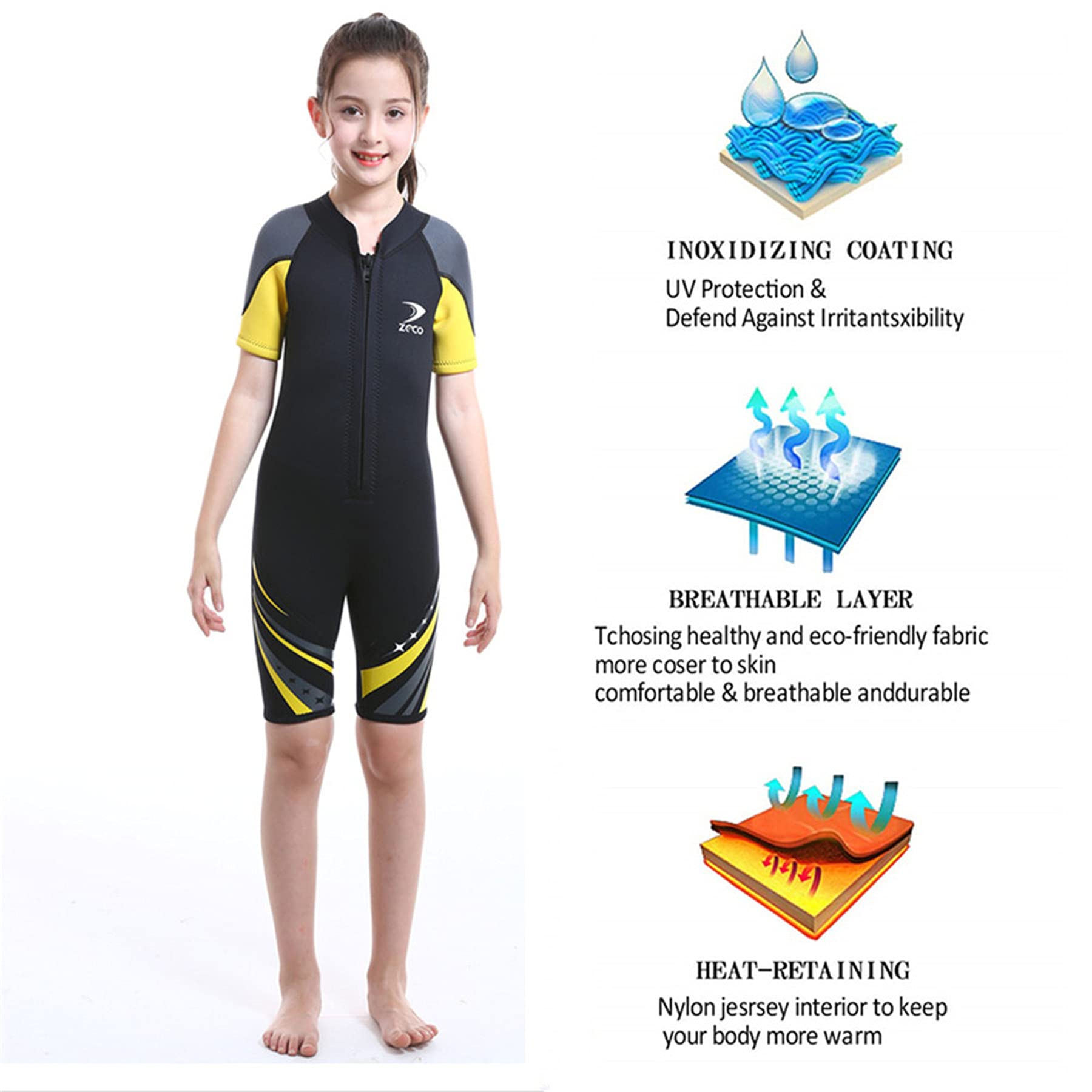 Owntop Wetsuit voor kinderen | 2,5 mm neopreen voor jongens en meisjes | Tieners Jeugd Volledig nat pak | Thermisch stretch duikpak met rits aan de achterkant | Watersport | Roze | Maat 16 | 160-170 Owntop Wetsuit voor kinderen | 2,5 mm neopreen voor jongens en meisjes | Tieners Jeugd Volledig nat pak | Thermisch stretch duikpak met rits aan de achterkant | Watersport | Roze | Maat 16 | 160-170