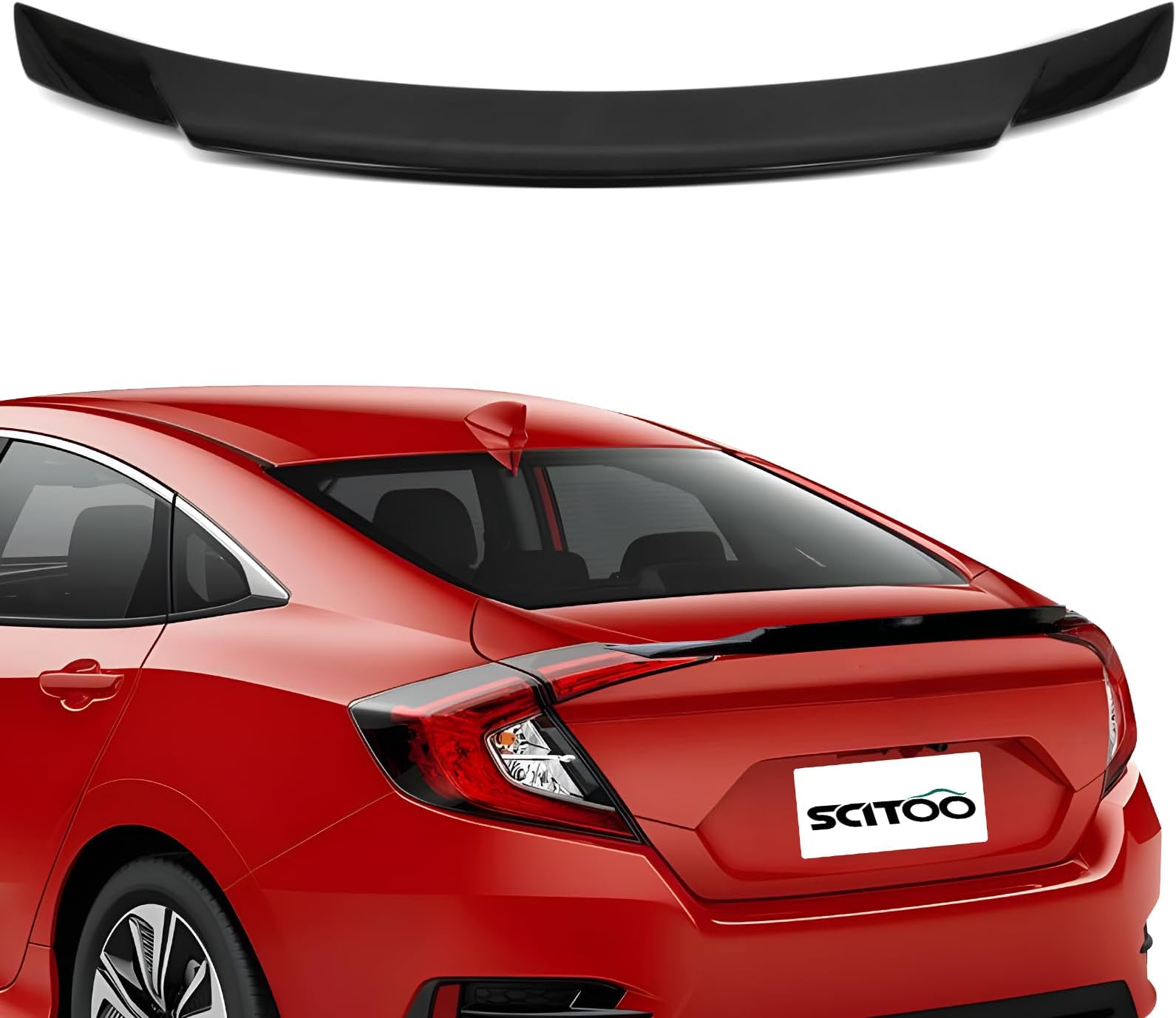 SCITOO ABS Spoiler Wing Fits for 2016-2021 for Honda Civic 1PC Glossy Black Rear Trunk Spoiler Wing