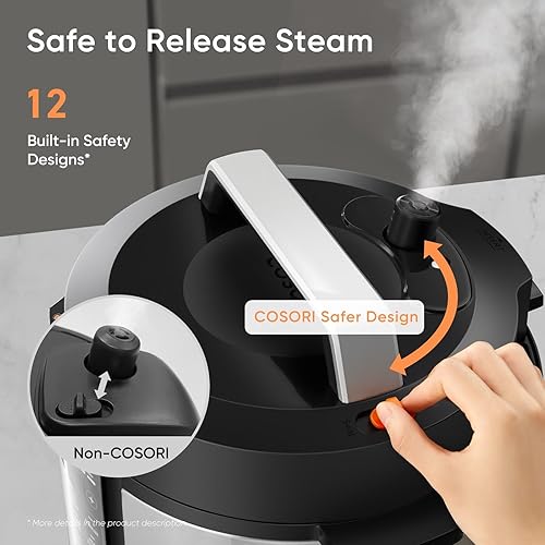 Miniatura 4 de COSORI Olla a presión de 6 cuartos de galón, acero inoxidable, olla múltiple 9 en 1, 12 características de seguridad, olla interior de cerámica
