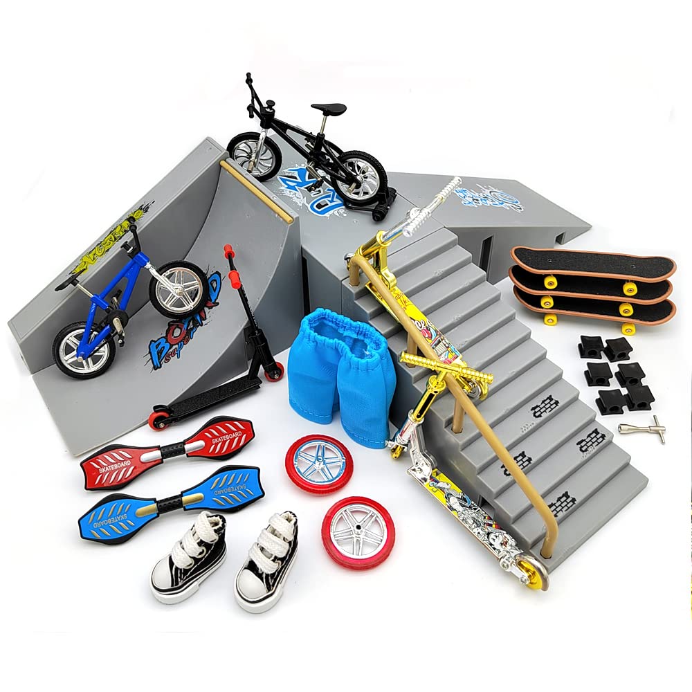 Buy MIKEMENG Fingerboard Skate Park Ramp Decks, Finger Scooters Bike