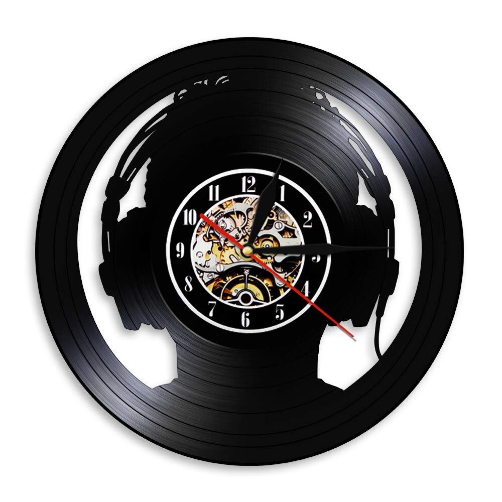 30cm DJ Cuffie Musica Disco in vinile Orologio da parete Design moderno Musica rock DJ Decorazione artistica unica da parete per club di musica Regalo per DJ Regali per la festa della mamma Orologi