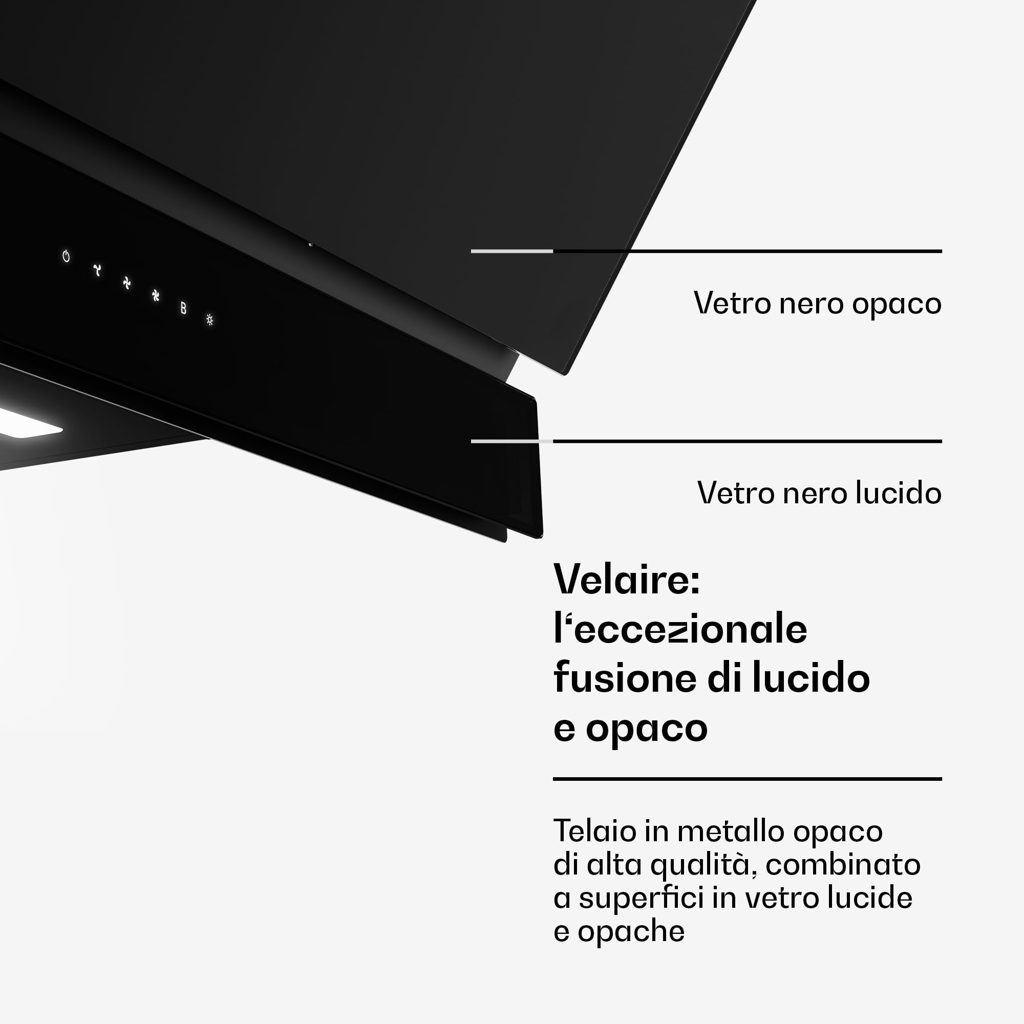 Klarstein Velaire Cappa Cucina 90 cm - 820 m³/h, Touch Invisibile, LED, Classe A++, 3 Velocità + Boost, Filtro Carbone & Alluminio, Cappa Aspirante Angolare, Cappe Inclinate, Nero