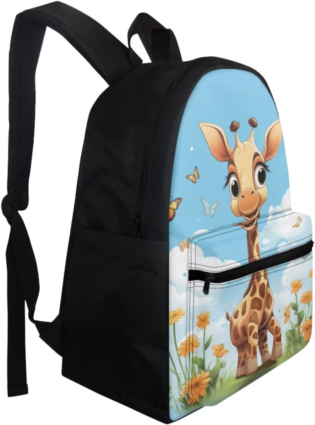 Cartoon Giraffe Backpack for Girls Boys Sky Butterfly Bookbag School Bag with Lunch Box Pencil Case for Elementary Middle School Students Lightweight New Backpack 3 in 1 Set for Teens