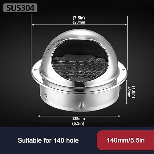 Miniatura 4 de Cubierta de chimenea de acero inoxidable 304, cubiertas redondas de ventilación de aire, cubierta de rejilla de rejilla, capó extractor, tubo de