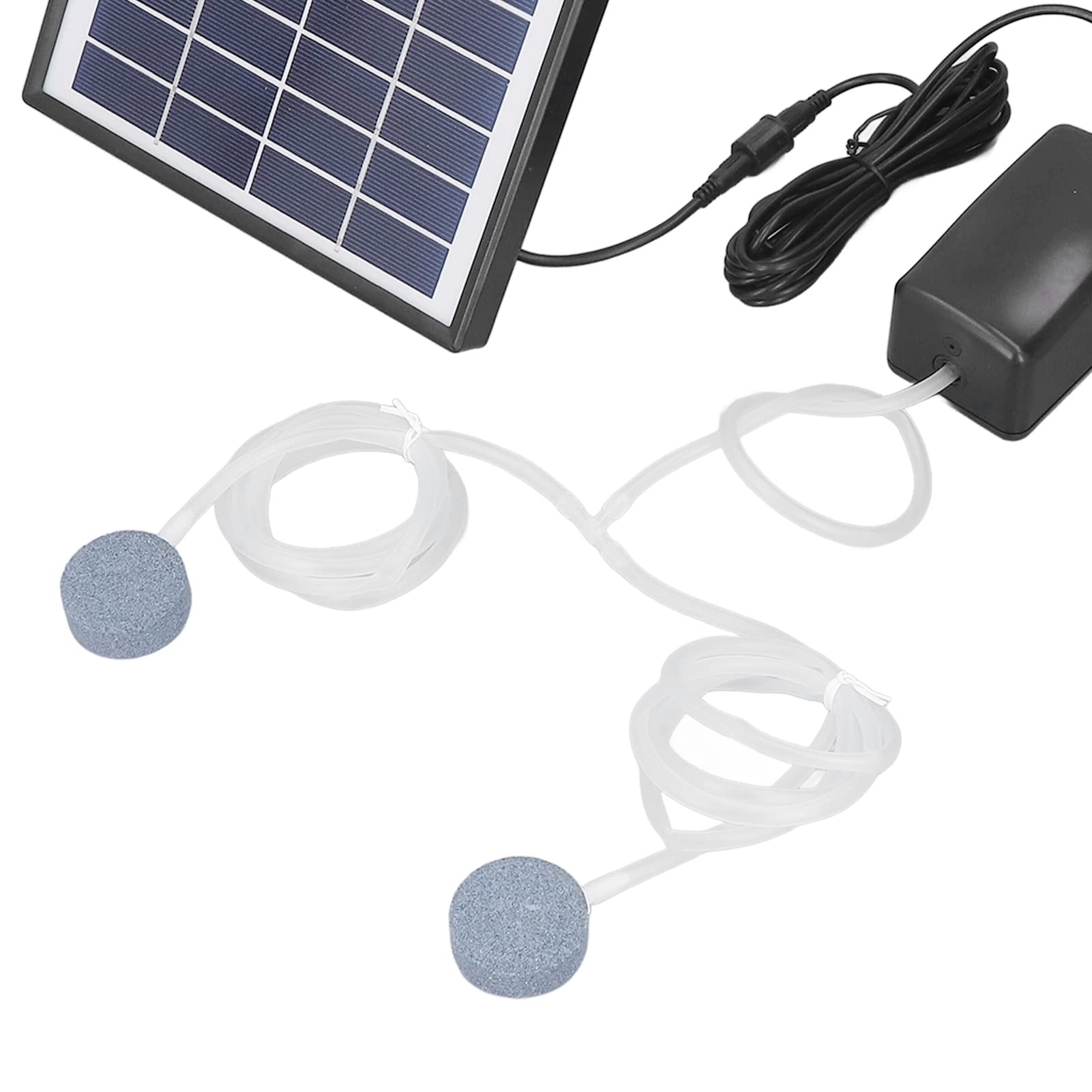 Marhynchus Solar-Teichpumpe, Verstellbares Solarpanel-Luftpumpen-Set, 10 V, 6 W, Mikro-Solar-Brunnenpumpe mit Blasenstein, 0,8 L Pro Minute, 1 M Tiefe für Teich, Aquarium, Wassergarten Im Freien