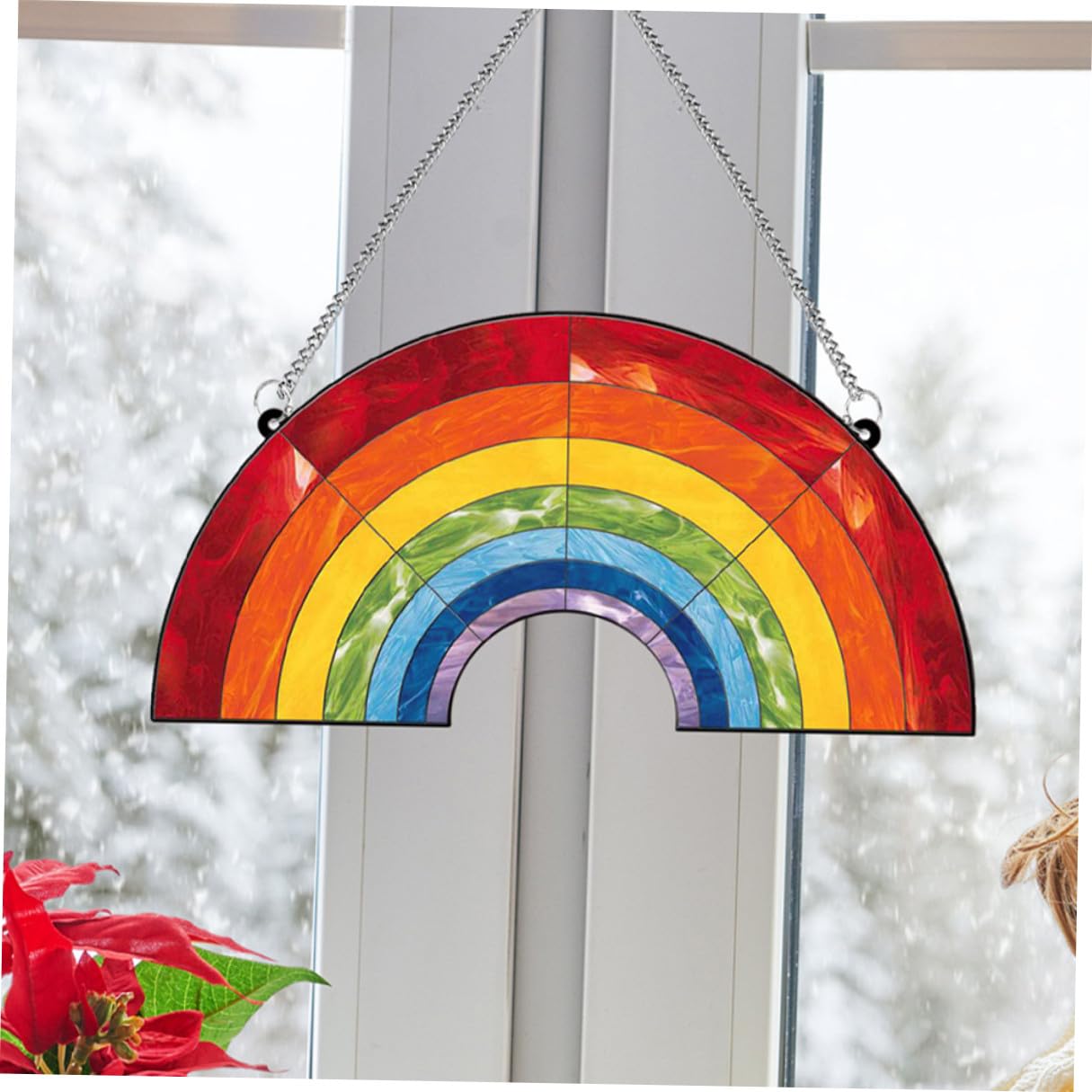 HANABASS 5 Sätze Regenbogen Acryl Anhänger mit Aufhängekette und Saugnapf Dekorativer Fensterdeko Prisma Langlebiger Bunter Hängeornament für Garten Wohnzimmer Büro und Balkon