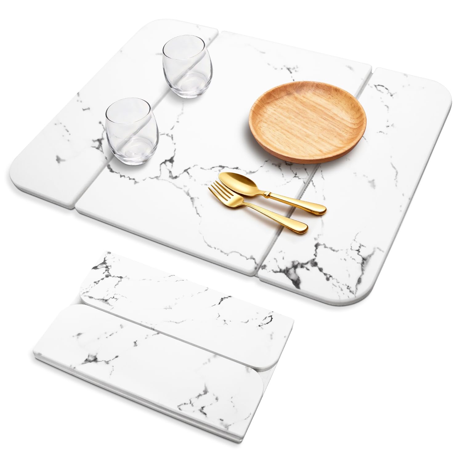 Photo 1 of **USED - MINOR DAMAGE**
Stone Drying Mat for Kitchen Counter?Foldable Quick-Dry Dish Drying Mat?Water-Absorbent Marble Diatomaceous Earth Mats for Dishes, Cups & Bottles on Any Countertop(20"x16")
