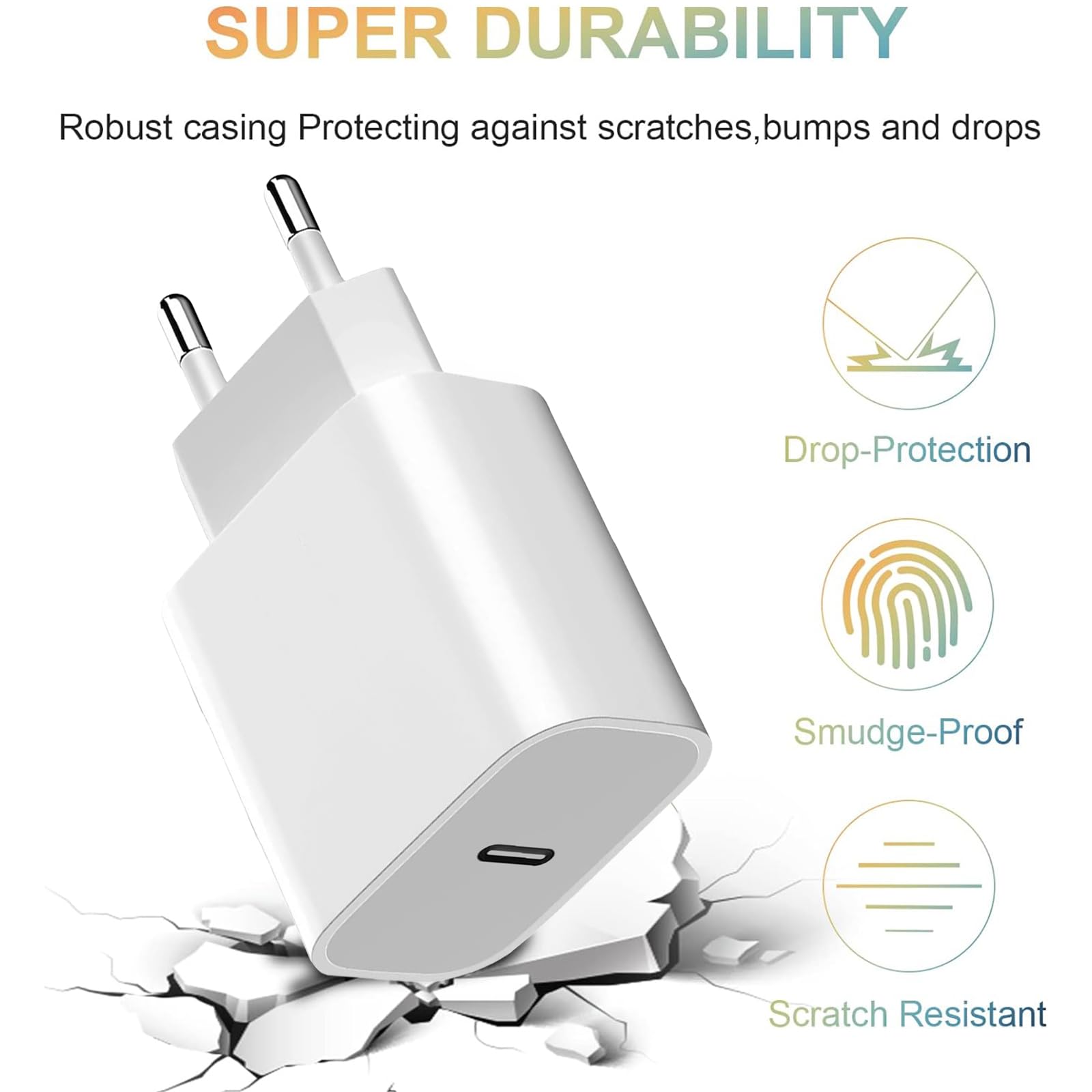 2-Pack Caricatore Alimentatore USB‑C da 20W per iPhone 16/16 Pro /16 Plus/15/15 Pro/15 Plus/14/14 Pro/13/12/ 11/ SE/XS/XS Max/XR/X/iPad/AirPods, Caricabatterie Veloce Presa USB C Spinotto Tipo C