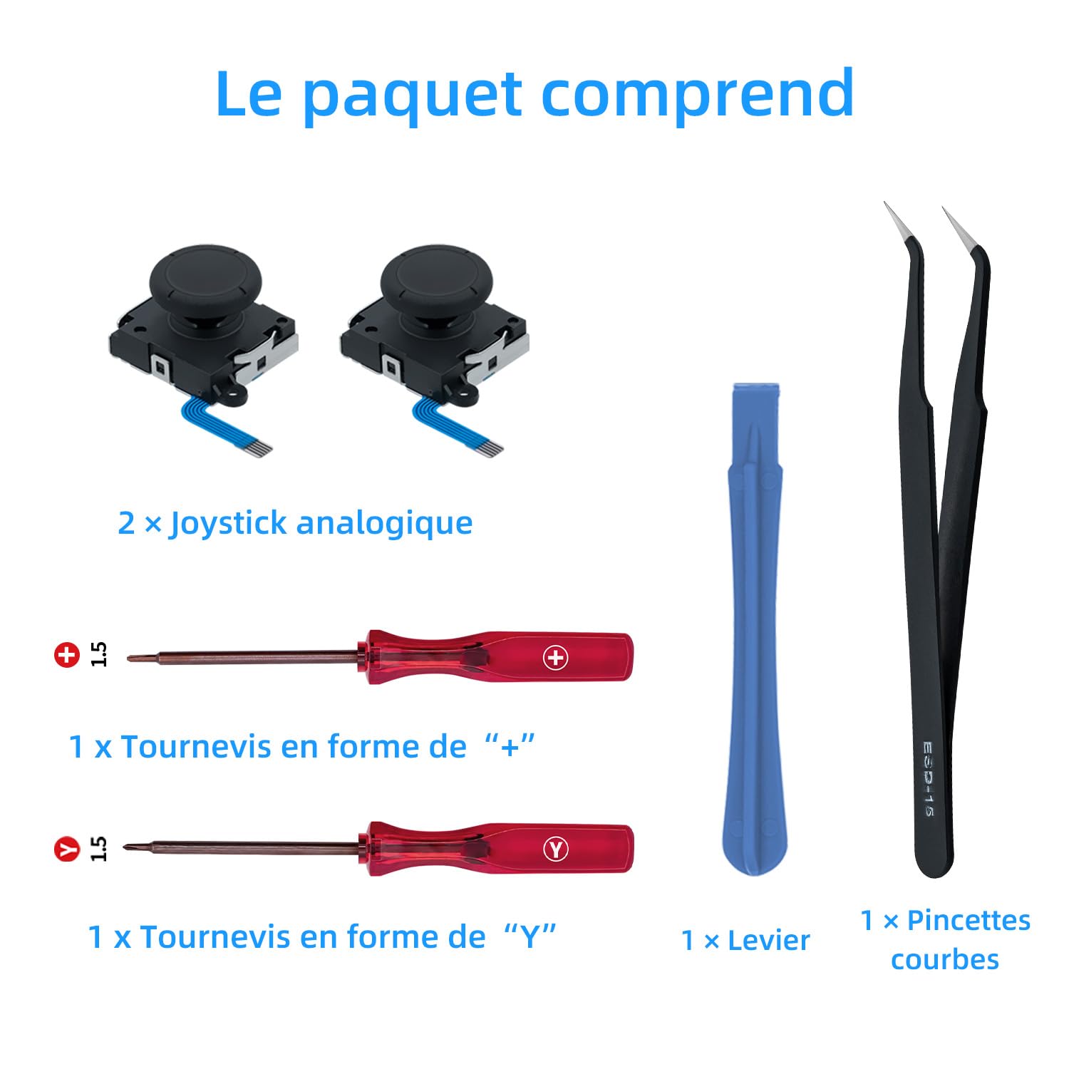 Mcbazel Joystick Analogique 3D de Remplacement Joycon de Kit pour NS Switch avec Tournevis Triwing et Pièce de Rechange Joycon Compatible avec Joy-Con Switch Lite/OLED Pas compatible Switch 2 - Noir
