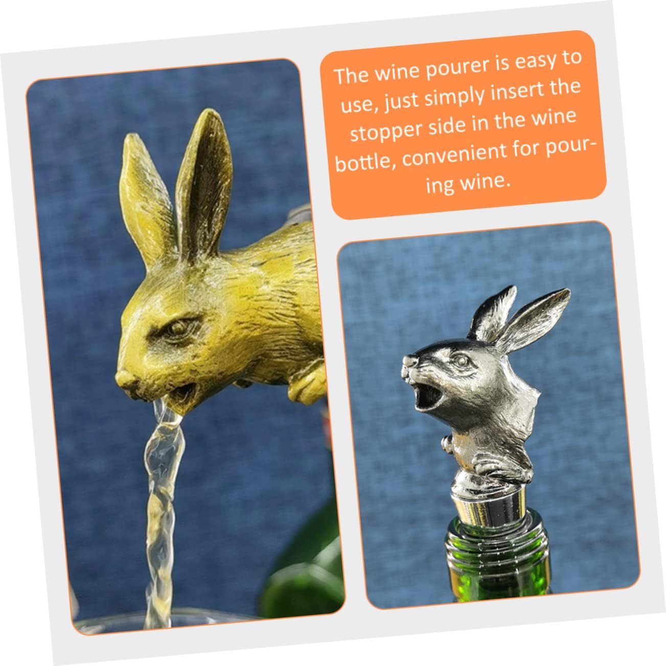 2pcs Rabbit Head Wine Pourer Stainless Steel Spouts for Wine Bottles and Easy to Pourers for Parties and Gatherings