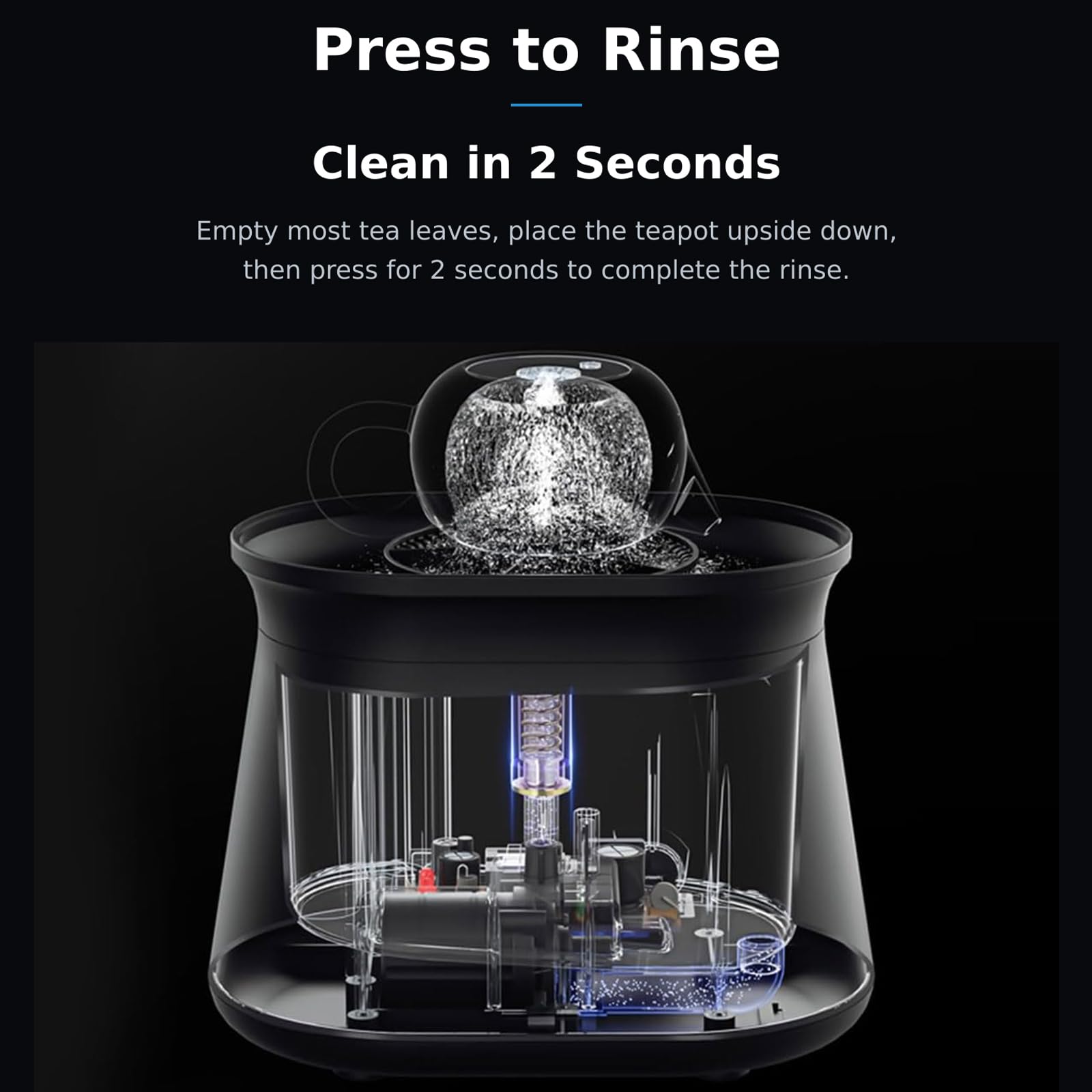 Rince-Verres Électrique, Lave-Tasses à Thé à Cuve 1,7 L Remplie par le Haut
