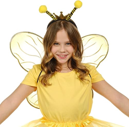 Miniatura 4 de Funcredible Juego de accesorios de disfraz con antena y diadema  Recuerdos de fiesta de cosplay de Halloween para mujeres, hombres y niños (amarillo)