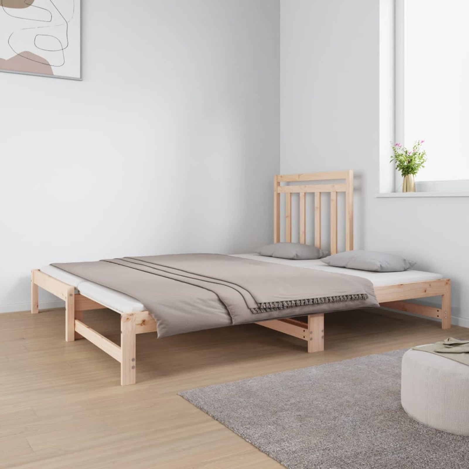 ATOMSTACK MAKER Set di 2 letti estraibili 90 x 190 cm, in legno massello di pino naturale, divano letto multifunzionale per adulti, ideale per ospiti e piccoli spazi, senza trattamento chimico
