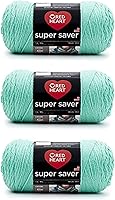 Vista 32 de Red Heart Super Saver - Hilo de salvia ligera, paquete de 3 unidades de 6.98 oz/7 onzas, acrílico, 4 medianos (peinado), 364 yardas, tejido/ganchillo