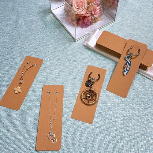 Image of Festiko Keychain Display Cards (Brown Kraft B, Pack of 500 Pcs, 5.9 inch*2 inch), Keyring Display Cards, Jewellery Display Cards