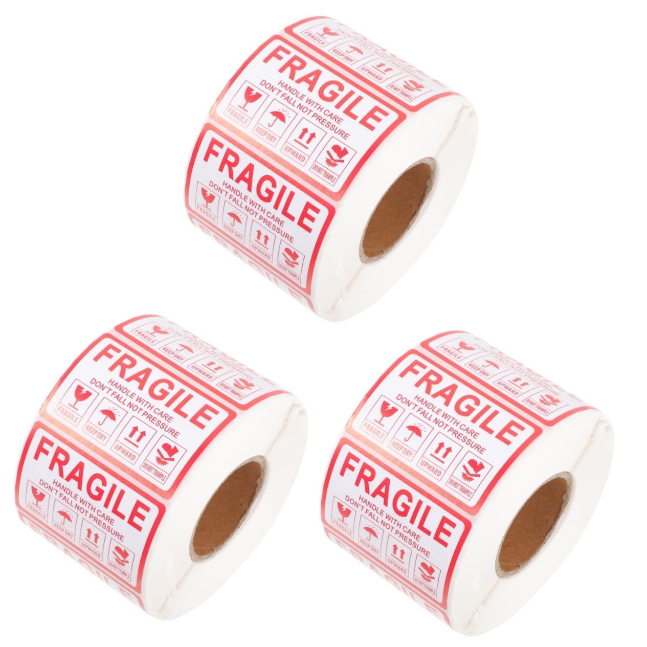 Operitacx 3 Rollos advertencia frágil pegatinas cinta bucal dispensador embalaje envío manos etiquetas para etiquetas cinta frágil etiquetas adhesivas de advertencia Papel