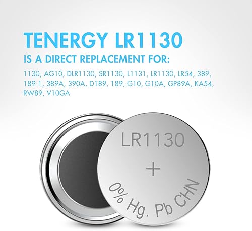 Miniatura 4 de Tenergy AG10 Baterías de botón de celda AG10, batería AG10 de 1.5 V para relojes, calculadoras, láseres y más, 40 unidades (paquete de 4)