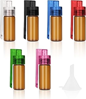 6 Stück Gewürzpulver Werkzeug Set, Gewürzpulver Dosierer mit Löffel und Trichter, 51mm Gewürzpulver Werkzeug, Kleine Aufbewahrungsflaschen Glas Aufbewahrungsflaschen Mini für Küche, Outdoor, Reisen