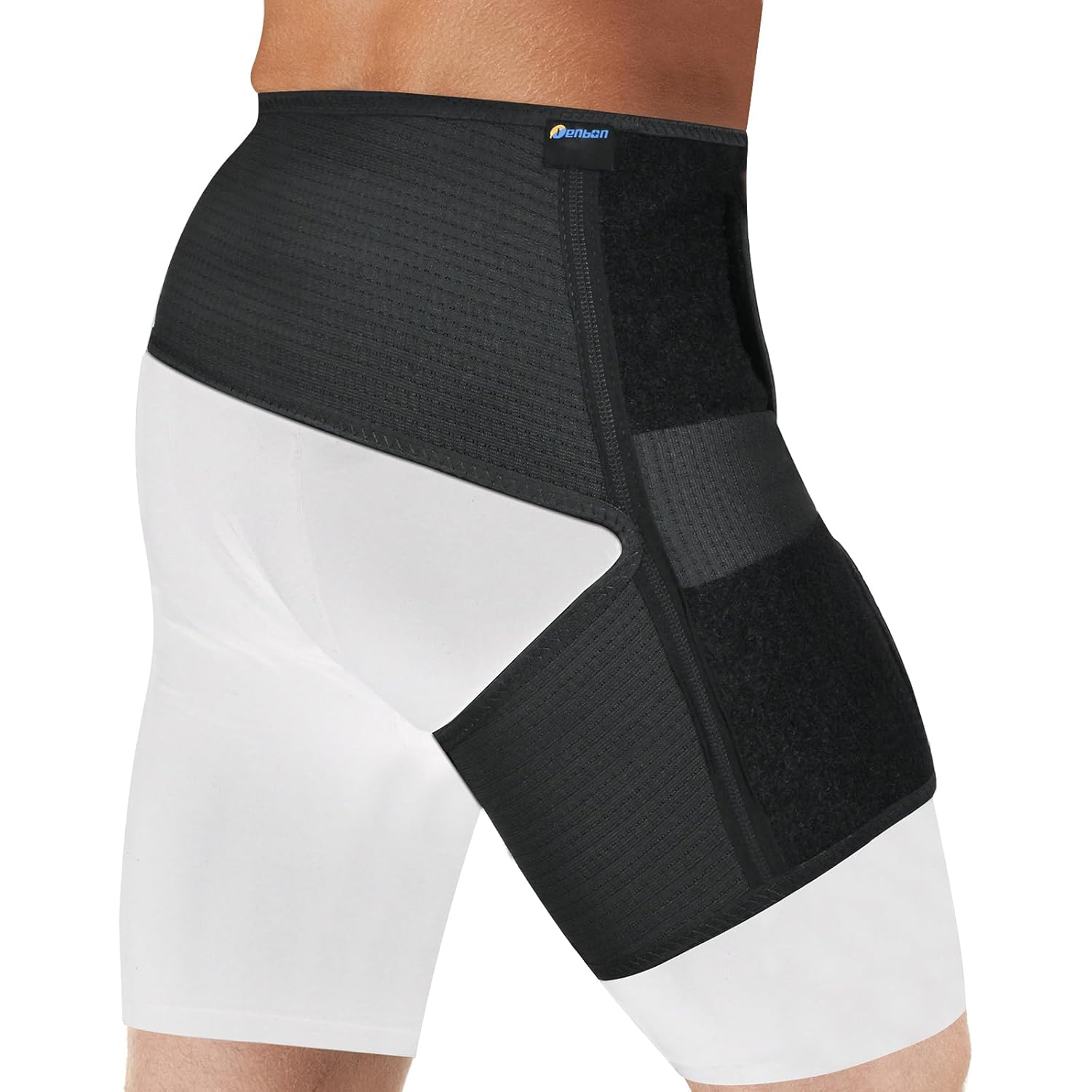 Tenbon Adjustable Hip Brace for Sciatica Pain Relief & Sacroiliac Support - Compression Wrap for Hamstring, Hip Flexor, Groin Injuries, Thigh Stabilizer - SI Joint Belt for Men & Women (S/Right)